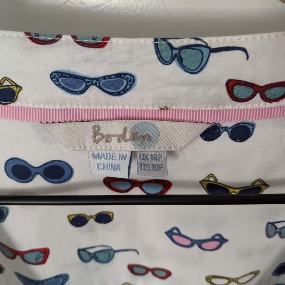 Boden Retro Sunglass Print Lara Wrap Dress Size US10P UK14P Used - Picture 4 of 9